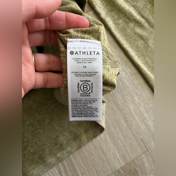 NWT Athleta Women’s Uptempo II Hoodie Sweatshirt Tapestry Gold Heather - Size 1X - Picture 6 of 9